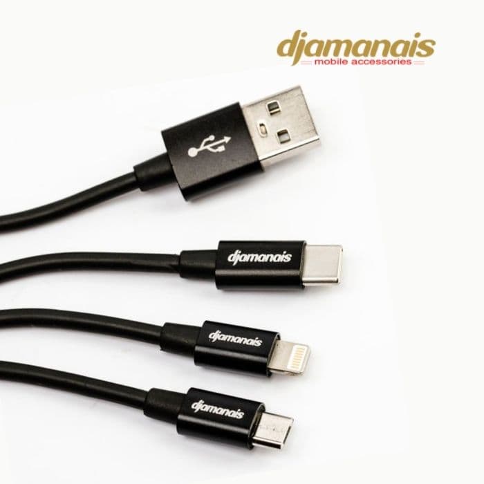 Câble de recharge 3 en 1, Capacité 3A, C13 Djamanais Garantie 1 Semaine